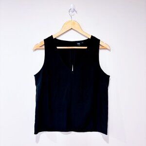 SIMONS – Black V-Neck Sleeveless Blouse | Minimalist Chic Tank | Small *